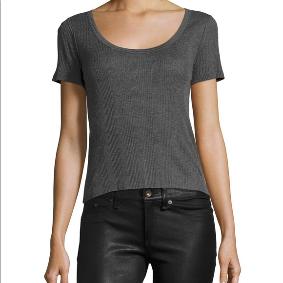 rag & bone Tops - rag & bone 90s ribbed scoop neck heather grey tee